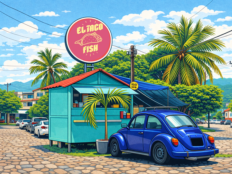 Ilustración del puesto El Taco Fish